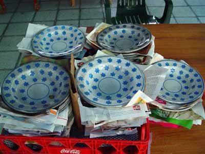 plates with hand-stamped design