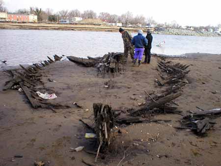 hull fragment at low tide