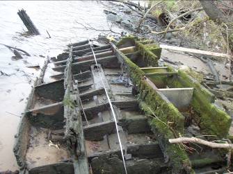 hull fragment at low tide