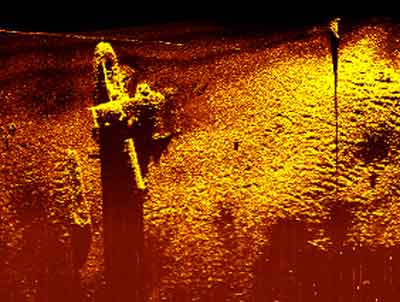 isde-scan sonar image of BuNo 6672 in the Choptank
        River