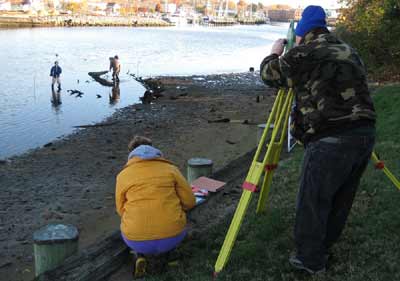 hull fragment at low tide